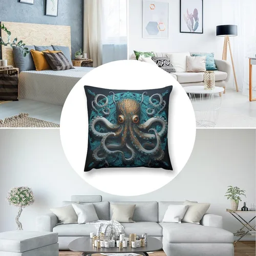 Miniatura 5 de Cojines Decorativos para Sala - Fundas de cojín cuadradas suaves de pulpo, 20 x 20 pulgadas, náutico, costero, playa, casa, vida marina, decoración