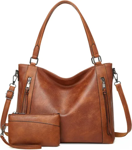 UBORSE Bolsas de mano para mujer, bolsos y bolsos de mano con asa superior, bolso de hombro suave, bolso de mano para mujer, de cuero vegano, juego