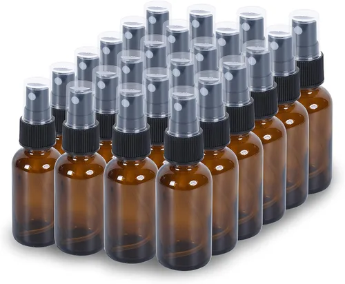 Miniatura 12 de Botella pulverizadora de vidrio de 2 onzas, botellas de vidrio Boston de niebla fina con pulverizador de niebla fina negra, botellas pequeñas