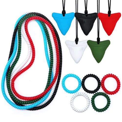 Collares sensoriales masticables para niños y niñas, paquete de 15 pulseras elásticas masticables para niños con autismo, ansiedad, TDAH, SPD,