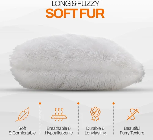 Miniatura 8 de Cheer Collection Almohadas Decorativas para Sofá y Cama, Almohadas Decorativas Suaves de Pelo Largo con Rellenos Incluidos, Acogedoras Almohadas