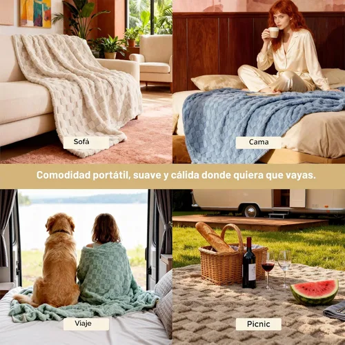 Miniatura 4 de Bedsure GentleSoft - Manta verde salvia para sofá, manta de forro polar a cuadros, regalos de Navidad para mujeres, hombres y niñas, bonita manta