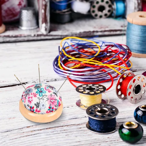 Miniatura 7 de Cojín de alfiler de madera con alfileres de estilo japonés, soporte para alfiler, para manualidades, clip para el cabello, costura diaria a mano