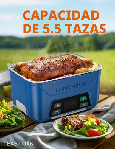 Miniatura 4 de EAST OAK Fiambrera eléctrica inalámbrica para adultos, lonchera calentada a pilas con calefacción automática, calentador de alimentos portátil