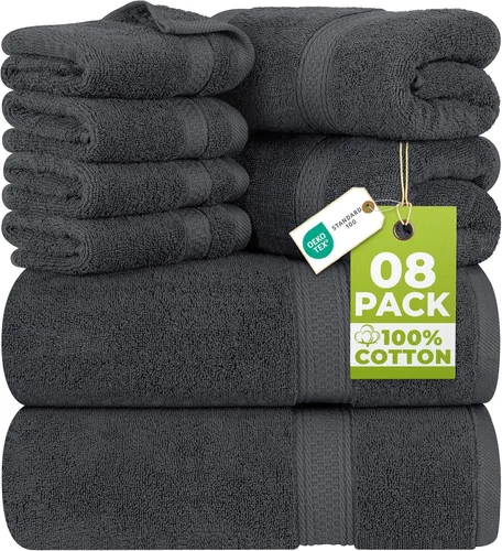 Miniatura 23 de Utopia Towels - Juego de toallas de 8 piezas, 2 toallas de baño, 2 toallas de mano y 4 para la cara, 100% algodón hilado en anillo, 600 GSM, Beige