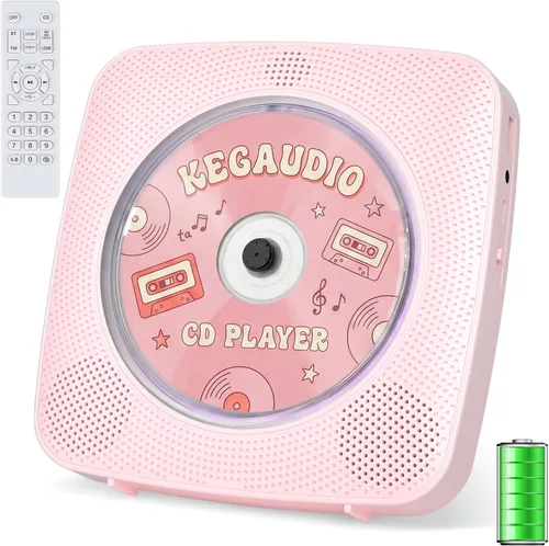 Miniatura 12 de Reproductor de CD portátil Bluetooth recargable: Reproductores de CD para el hogar con 1800mAh Kegaudio Reproductor de CD de escritorio de pared