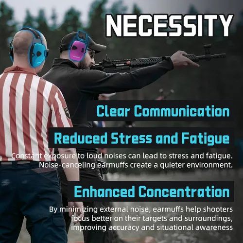 Miniatura 4 de ZOHAN EM054 Electronic Ear Protection for Shooting Range with Sound Amplification Noise Reduction, Ear Muffs for Gun Range Electrónico-azul y púrpura