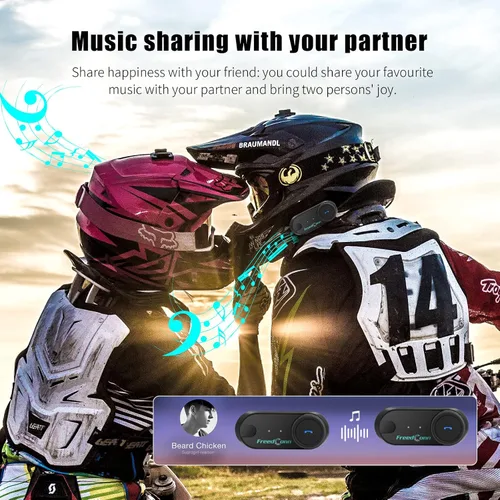 Miniatura 4 de FreedConn Auriculares Bluetooth para motocicleta TCOM VB - Altavoces para casco de motocicleta, 3 riders Paring 800M 2 Riders Talking Helmet