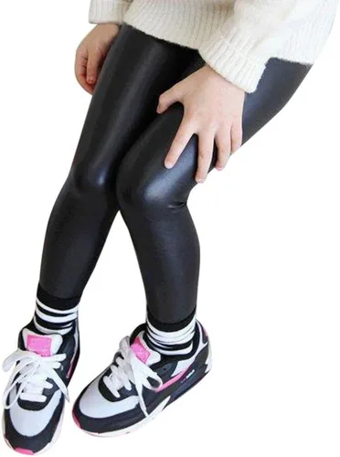 Miniatura 6 de Pantalones de los niños Leggings Kids Classic Baby Girls PU cuero lápiz pantalones