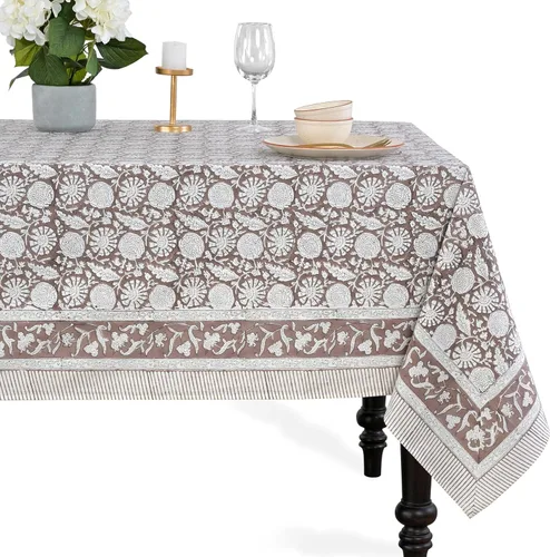 Miniatura 36 de CPC - Mantel cuadrado 100% algodón, 60 x 60 pulgadas, estampado de bloques indios, mantel para bodas, primavera/verano, barbacoa, verde ágata