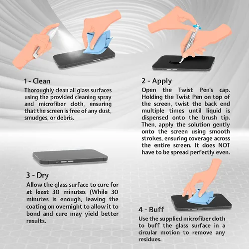 Miniatura 4 de ProofTech TWIST PEN - Protector de pantalla de vidrio líquido para hasta 10 dispositivos, resistente a arañazos y grietas, nanoprotección para todos