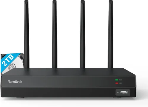 REOLINK NVR WiFi 4K 16CH con Wi-Fi 6 y WiFi de doble banda de 2.4/5 GHz, disco duro de 2 TB integrado, compatible con cámaras Reolink de
