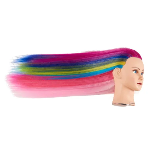 Miniatura 6 de Cabeza de Entrenamiento 26"-28" Cabeza de Maniquí para Peinado Maniquí de Cosmetología Cabeza de Muñeca Cabello de Fibra Sintética Modelo de Multi