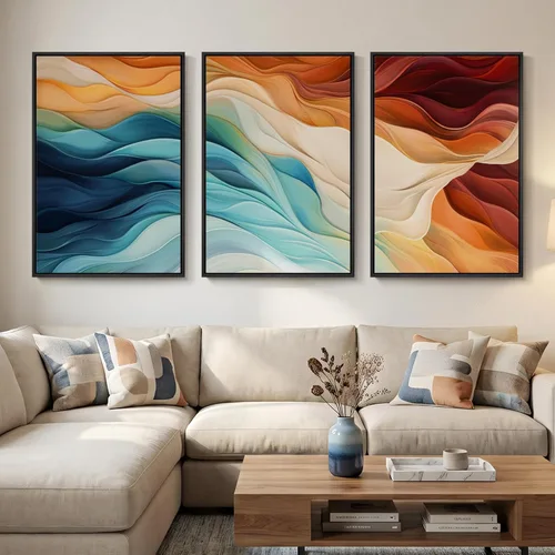 Miniatura 43 de Framed Sage Green Abstract Landscape Wall Art for Bedroom, 3 Piece Modern Canvas Prints Paintings Artwork for Walls, Minimalist Nature Pictures for