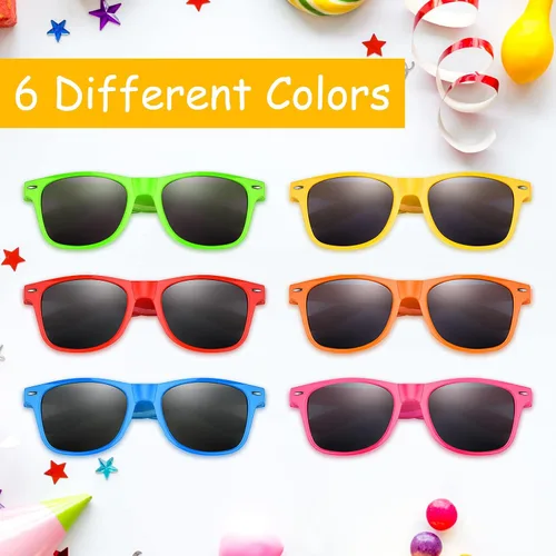 Miniatura 3 de ELECLAND Gafas de sol para niños, regalos de fiesta de color neón a granel para fiesta de verano, fiesta en la piscina, cumpleaños, bolsas