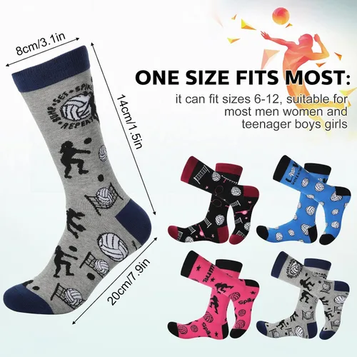 Miniatura 4 de Vicenpal 4 pares de calcetines novedosos de fútbol americano, baloncesto, fútbol, golf, calcetines casuales de regalo, para hombres, mujeres