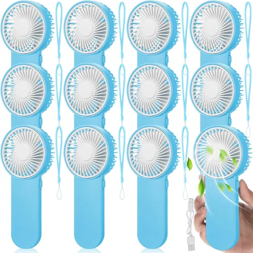 Miniatura 23 de Sumind 6 unidades de pequeño ventilador portátil personal pequeño a granel de 1 velocidad eléctrico lindo alimentado por batería para el cuello