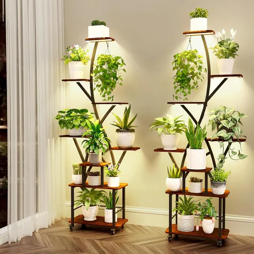 Miniatura 10 de Quikraen Soporte para plantas de interior con luces de cultivo de 64 pulgadas de alto, estante de plantas iluminado en esquina para cultivo