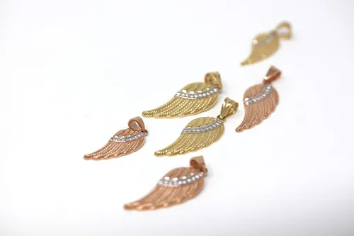 Miniatura 4 de CaliRoseJewelry - Colgante de oro amarillo de 10 k y 14 k con alas de ángel