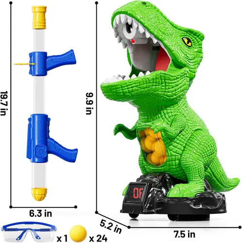 Miniatura 2 de NIPLOOOW Juguetes de disparo de dinosaurios movibles para niños de 3 a 8 años, juguete de tiro móvil con lanzador de bomba de aire, juego