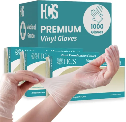 Miniatura 8 de HCS - Guantes de vinilo transparente, desechables, sin látex, sin polvo, guantes desechables de vinilo, cocina, preparación de alimentos, limpieza