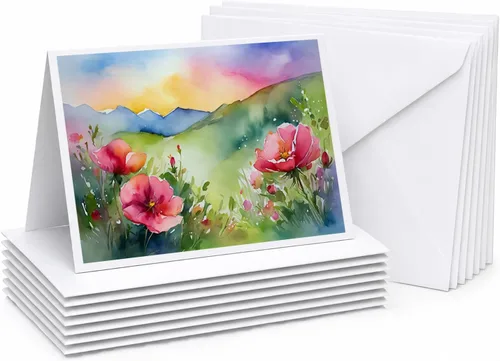 Miniatura 102 de Caroline's Treasures DAC1709GCA7P - Tarjetas de felicitación y sobres de arándanos de Texas en acuarela, paquete de 8 tarjetas en blanco con sobres