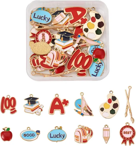 Miniatura 25 de Craftdady Encantos colgantes esmaltados con dijes de alimentos, animales, flores, encantos bonitos, dijes de frutas de metal colorido, ornamento