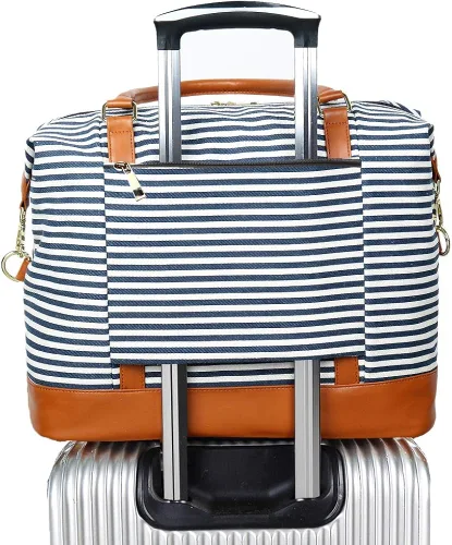 Bluboon Bolso de fin de semana de lona para mujer, bolso de mano para la noche en asa de carretilla
