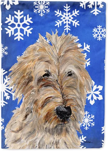 Miniatura 297 de Caroline's Treasures SC9374GF Bulldog English Snow flakes Holiday Garden Flag Buzón Bandera decorativa para patio exterior, patio, obras de arte