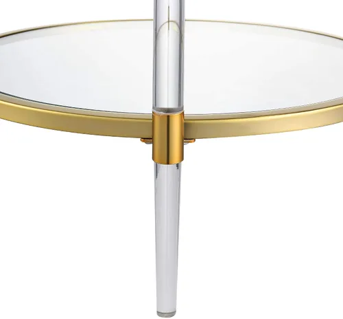 Miniatura 5 de Convenience Concepts Royal Crest - Mesa auxiliar de cristal acrílico de 2 niveles, vidrio/dorado