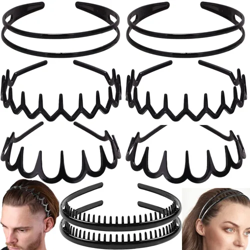 Miniatura 11 de ULTIMUTE 8 diademas de plástico antideslizantes y sin esfuerzo con peine de dientes, accesorios para el cabello negro, para mujeres, hombres, Negro