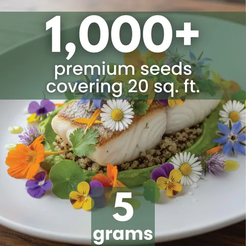 Miniatura 2 de Mezcla Gourmet Comestible – 1,000 semillas premium para plantar – Flores culinarias frescas y hierbas – Temporada 2026 – Bolsa de 5 gramos