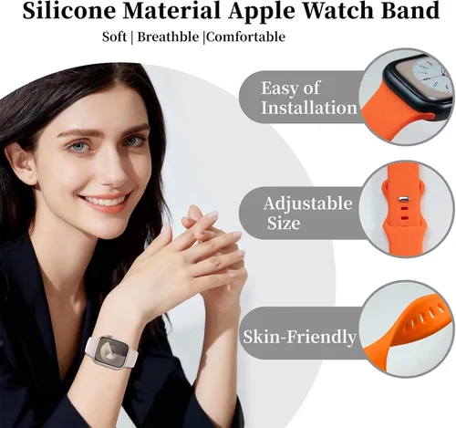 Miniatura 5 de Paquete de 18 correas de reloj compatibles con Apple Watch de 1.496 in 1.575 in 1.614 in 1.654 in 1.732 in 1.772 in 1.811 in 1.929 in, correa