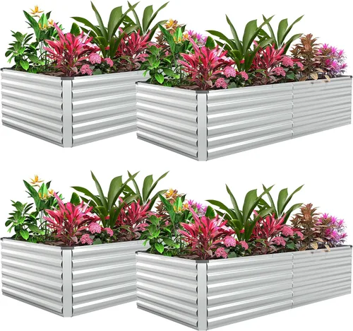 Miniatura 13 de Cama de jardín elevada con enrejado de arco para plantas trepadoras, cama de jardín elevada galvanizada, jardineras al aire libre para verduras