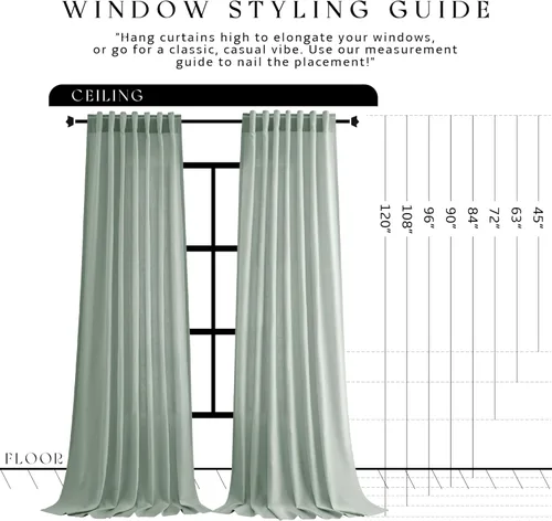 Miniatura 8 de Cortinas de Lino Verde Aguamarina con Trabillas Traseras de 84 Pulgadas de Largo para Sala de Estar, 2 Paneles con Bolsillo, Cortina Filtrante