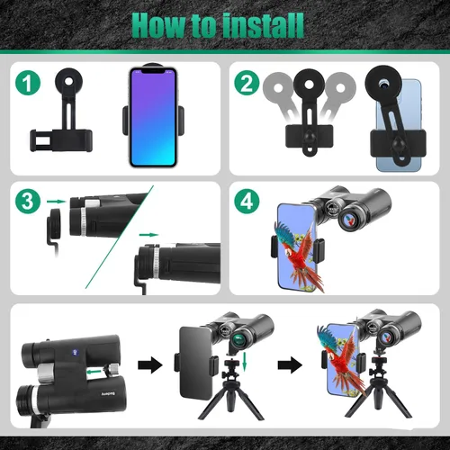 Miniatura 5 de Binoculares profesionales de visión grande de 18 x 50 para adultos con adaptador de teléfono mejorado, trípode y adaptador de trípode, binocular