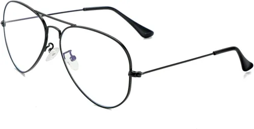 Miniatura 11 de JOVAKIT Lentes de aviador transparentes para mujeres y hombres, lentes sin receta, lentes de bloqueo de luz azul, marco de metal