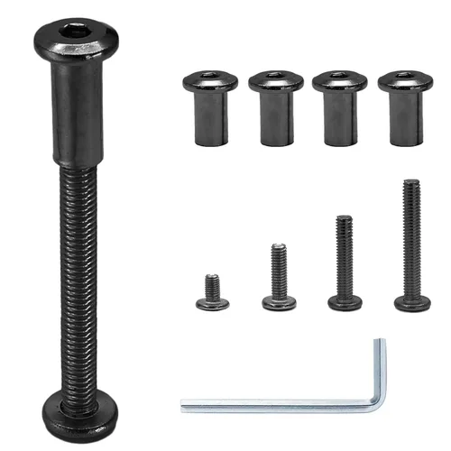 Miniatura 22 de 10 pares (20 piezas) M6 x 0.630 in Tornillo hexagonal con llave Allen, pernos de conector plateados para muebles, tornillos avellanados M6, tuercas