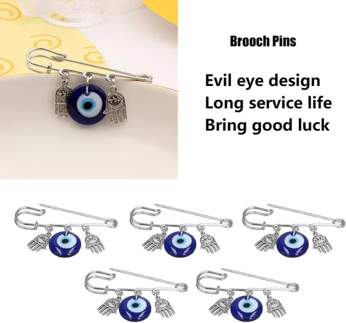 Miniatura 2 de 5 pines de mal de ojo, broche de hierro y aleación, diseño único de buena suerte, pines de seguridad para hombres, mujeres, fiestas en casa, citas