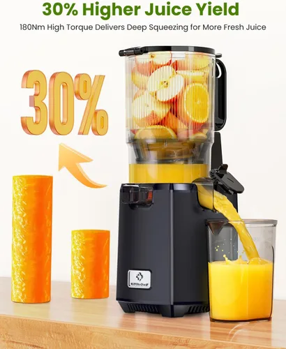 Miniatura 4 de LINKChef Exprimidor de prensa en frío – Exprimidor de 250 W, canal de alimentación grande de 5.12 pulgadas para frutas y verduras enteras
