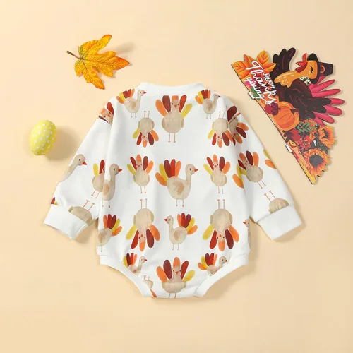 Miniatura 7 de FYBITBO Traje de Acción de Gracias para bebé, niña y niño, sudadera de pavo sin botones, mameluco de manga larga, linda ropa de otoño