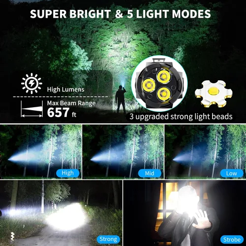 Miniatura 2 de Wind&Moon Linterna Mini de Altos Lúmenes Recargable, Linternas de Bolsillo Súper Brillantes, Luz Táctica EDC con Magnética, 5 Modos, USB-C, Compacta