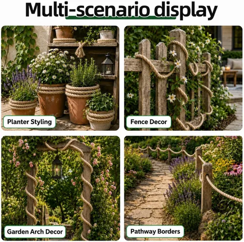 Miniatura 6 de Cuerda de yute trenzado (3/4 pulgadas x 20 pies), cuerda de cáñamo gruesa natural para manualidades, barandillas, hamaca, decoración