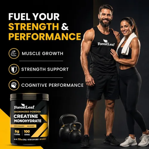 Miniatura 2 de ForestLeaf Monohidrato de creatina micronizada en polvo – Maximiza el crecimiento muscular y la fuerza – Creatina sin sabor para mujeres y hombres