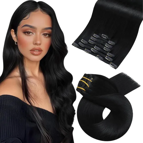 Miniatura 36 de Moresoo Extensiones de cabello humano Remy con clip, color rubio platino, extensiones de cabello humano real de doble trama, color rubio #60, 18