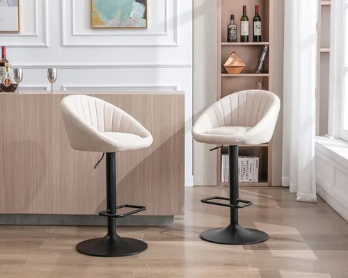 Miniatura 8 de CIMOTA Juego de 2 taburetes de bar ajustables giratorios modernos, sillas de bar con respaldo para comedor, isla de cocina, bar en casa, altura