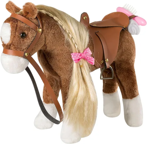 Miniatura 16 de HollyHOME Caballo Palomino de Peluche Animal Bonito Poni Juguete de Peluche Juego de Simulación Caballo 11 pulgadas Beige