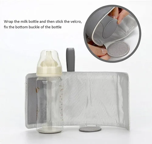 Miniatura 5 de Calentador de biberones portátil USB, 3 temperaturas ajustables para viajes en coche y mantenimiento de calor de leche, gris oscuro