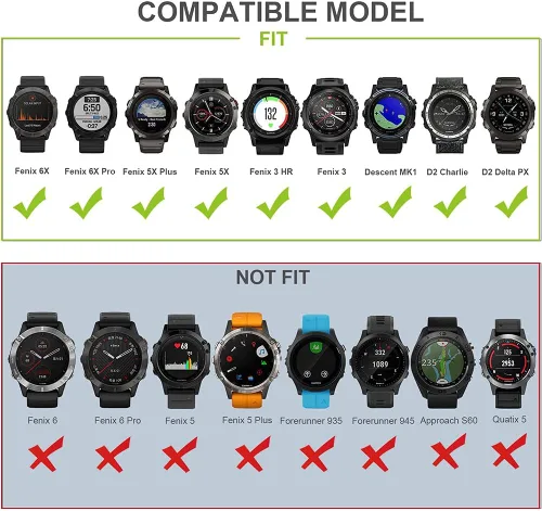 Miniatura 3 de OVERSTEP Correa de reloj de silicona suave compatible con Garmin Fenix 5X Band de 1.024 in de ancho para Fenix 6X/Fenix 7X/Fenix 5X Plus/Fenix 6X