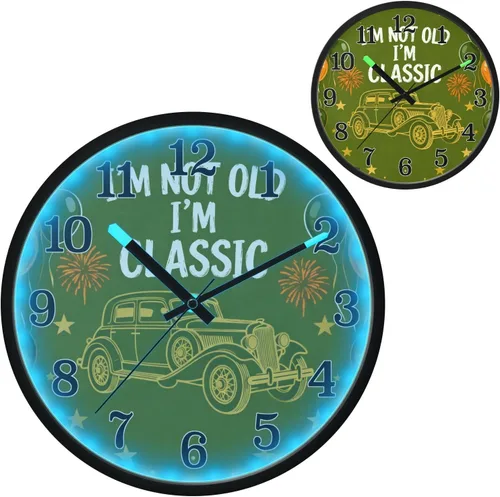 Miniatura 2 de Battery Operated Silent Non-Ticking Clock Luminous Voice-Activated Silent Clocks 70s Vintage Style Trendy Car Green 12 Inch for Living Room Office
